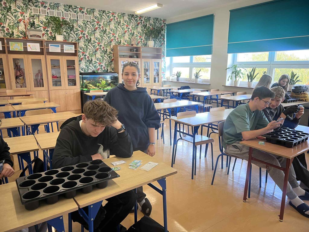 Uczniowie podczas zajęć projektowych